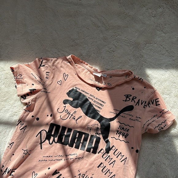 Puma Cotton Pink Short Sleeve Motivational Top Small - Picture 2 of 8